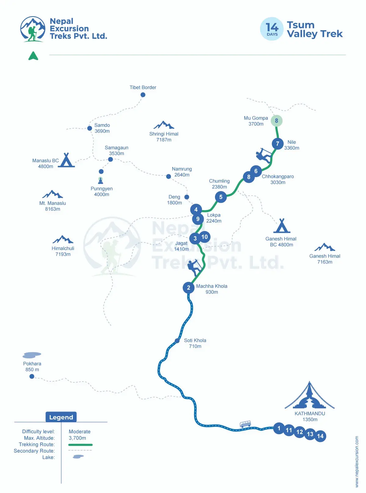 Tsum Valley Trek Map